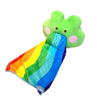 Rainbow Striped Frog Pillow Blanket Set Home Textile Cozy