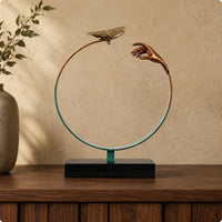Butterfly Loop Sculpture Marble Base Geometric Table Sculpture Copper Detail Geometric Tabletop Statue for Study