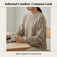 Corduroy Top, Round Neck, Long Sleeve Pullover, Winter