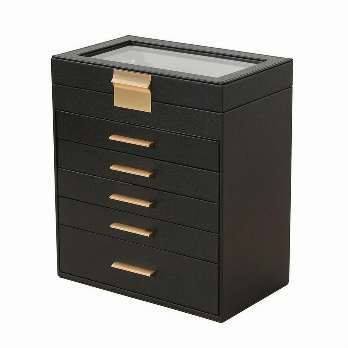 Multi-Layer Jewelry Organizer Hard-Cover Drawer Jewelry Box Handles Dresser Storage