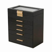 Multi-Layer Jewelry Organizer Hard-Cover Drawer Jewelry Box Handles Dresser Storage