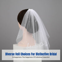 European Bridal Veil, Double Tier, Bead Crystal Embroidery, Iron Comb, Wedding Party