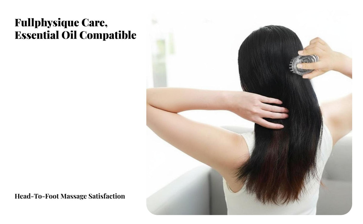Oval Skin Scrubber Deep Cleansing Head Massager Ergonomic Grip Wet and Dry Massage for Gentlemen, People with Dandruff, Spa