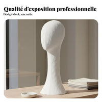 Mannequin Head Stand Lightweight Textile Covered Head Form Linen Finish