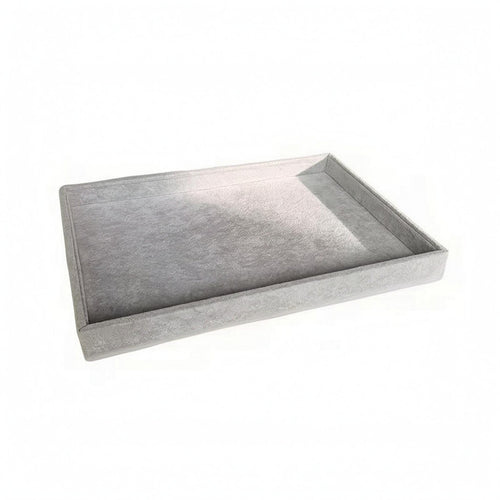 Velvet Jewelry Tray Textured Surface Accessory Storage Gray