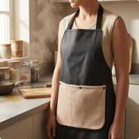 Striped Kitchen Apron Long Shoulder Ties Home Textile Textured