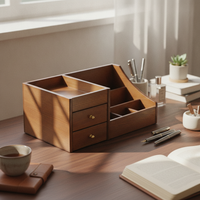 Wooden Makeup Organizer Easy to Access Desktop Beauty Storage Rack Desktop Cosmetics Rack for Vanity Table