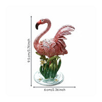 Metal Flamingo Jewelry Box Crystal Accents Enamel Flamingo Box Compact Size