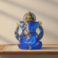 Resin Elephant God Figurine Retro Design Indian God Sculpture Artisan-Made Look