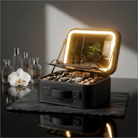 Portable Vanity Case with LED Mirror 3 Light Colors Beauty Storage Press Control