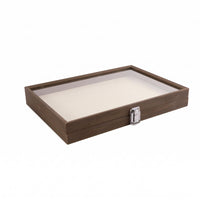 Jewelry Display Box Wood-Grain Jewelry Storage Box Polished Soft Interior