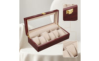 Lacquered Watch Storage Box with Glass Lid Glossy Watch Box with Glass Lid Luxury Padded for Collectors, Dresser, Bedside Table, Office Shelf