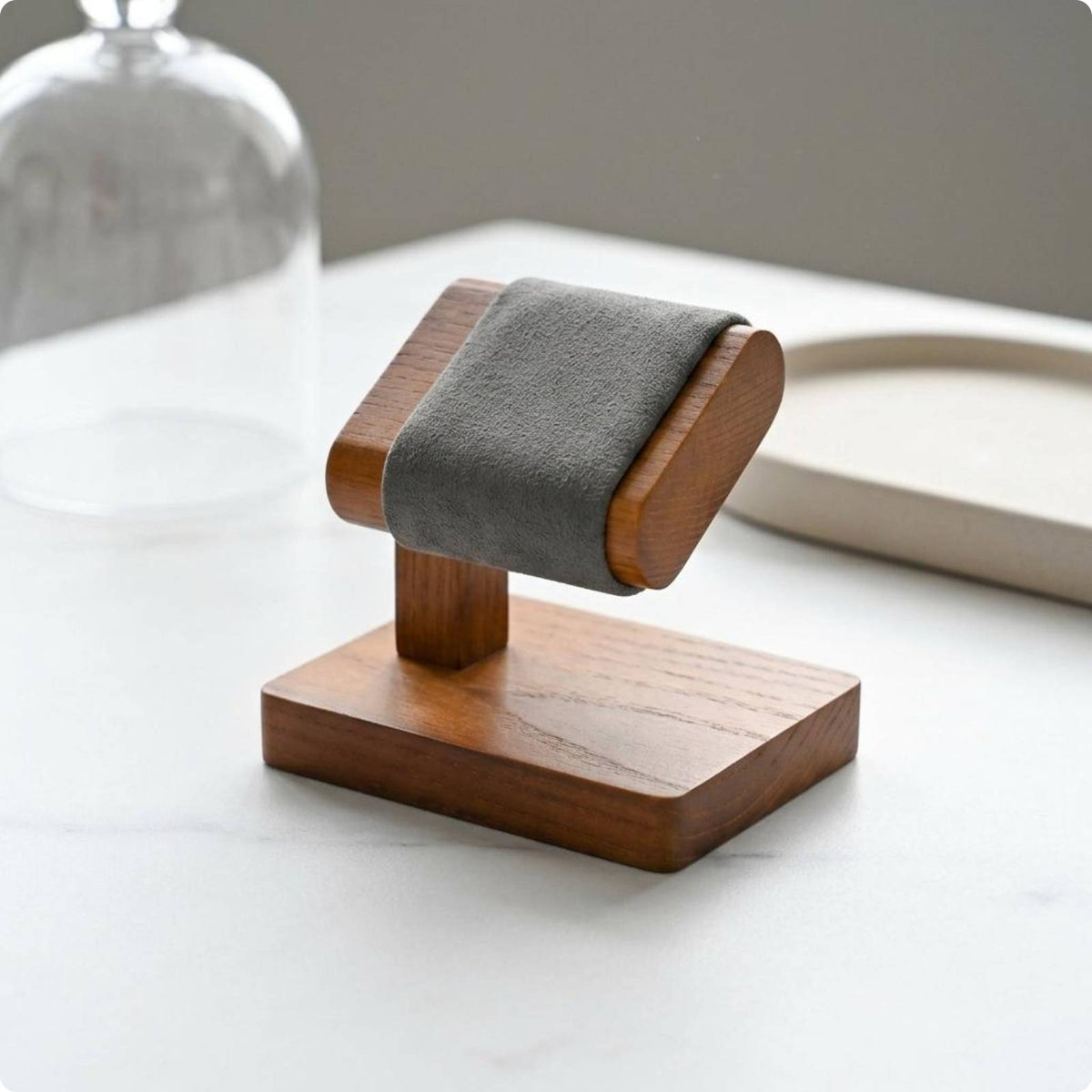 Wooden Watch Display Stand Padded Storage Piece Soft Cushion