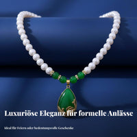 Water Drop Stone Pearl Choker Luxurious Look Pearl Necklace with Teardrop Drop