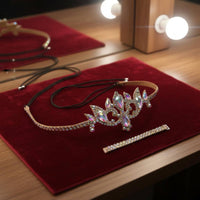 Belly Dance Headpiece Iridescent Rhinestones Belly Dance Head Chain Headdress Glittering Costume Jewelry Elastic Band