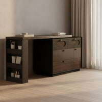 Easy to Clean Dressing Table with Storage Cabinet Adjustable Configuration Vanity with Chest of Drawers Scratch-Resistant Extendable Dressing Table Waterproof for Small Areas