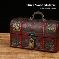Vintage Wooden Storage Box Gold-Toned Accents Decorative Wooden Chest Compact Keepsake Box