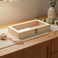 Wooden Display Box Metal Latch Rectangular Wood Shadow Box for Crafters