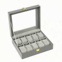 Watch Display Box Striped Black and White Watch Organizer Box Hard Shell