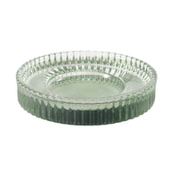 Soap Dish with Ribbed Glass Waterproof Ribbed Soap Dish Round for Vanity, Shower