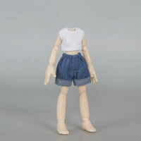 Sleeveless Top and Jean Shorts Easy to Dress 1/12 Scale Doll Clothes
