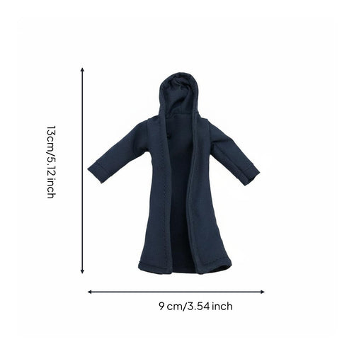 1/18 Doll Trench Coat Small Scale 3.75 Inch BJD Coat Handmade Action Figure Outfit for Collectors, Display