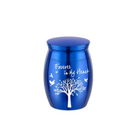 Small Metal Memorial Urn Fitted Lid Rounded Metal Urn Portable Size