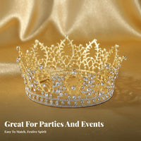 Gold King Crown Regal Design men's King Crown Gender-Neutral Jeweled Tiara Ornate Detailing Sturdy Build for Actors, Pageants