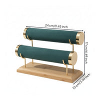 Bracelet Holder with Wooden Base Double-Row Jewelry Display Stand Jewelry Display Holder Multi-Functional Organizer Countertop