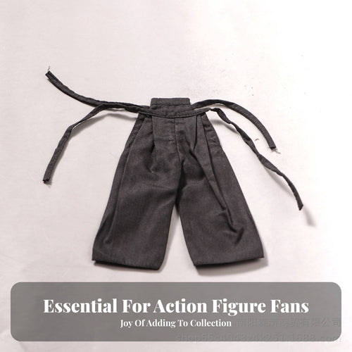 Black Doll Pants with Straps Cloth Material 1/6 Scale Action Figure Outfit