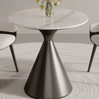 Carbon Steel Cone Side Table Base Tapered Round Pedestal Base Circular Top Frame 55 Cm Table Stand Cross Braces
