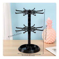 Rotating Jewelry Stand Adjustable Height 2-Tier Earring Holder Storage Tray Base