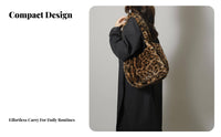 Autumn Winter Design Leopard Print Handbag Soft and Comfortable Soft Fabric Leopard Print Tote Lightweight for Girls, Daily Use, Shopping