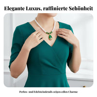 Water Drop Stone Pearl Choker Luxurious Look Pearl Necklace with Teardrop Drop