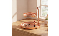 Two Tier Tray Round Jewelry Organizer Standing Storage Shelf for Women