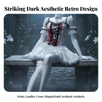 2 Pieces Gothic Angel Costume Lace Details Corset Top and Skirt Set for Women