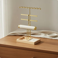 Multi-Layer Metal Jewelry Display Space-Saving T-Shaped Bar Jewelry Stand