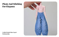 Topstitched Full-Length Wide-Leg Doll Pants High-Waisted Doll Jeans