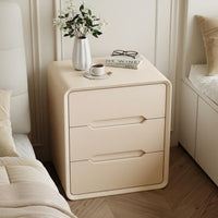 Rounded Corner End Table Scratch Resistant Tech Cloth Modern 2-Drawer Nightstand