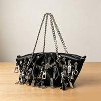 Ruched Shoulder Bag Stylish Handbag with Chain Strap Dumpling Bag Chic Purse Trendy for Women, Night out, Parties