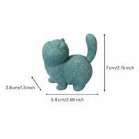Minimalist Design Sandstone Cat Figurine Good Luck Charm Cute Cat Sculpture Handheld Size for Office, Bookshelf, Tea Table