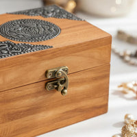 Wooden Jewelry Box Decorative Solid Wood Trinket Chest Easy to Open for Dressing Table, Vanity