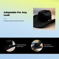 Cowboy Fedora Hat, Wool, Adjustable, Unisex, Outdoor