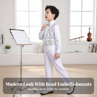 Children's Choir Sparkle Performance Costume, Boys Dance Stage Outfit, Vibrant Colors, Necktie Included