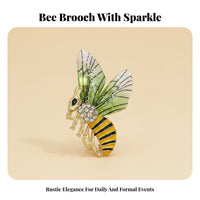 Pastoral Design Bee Brooch Glitter Accents Rhinestone Bee Brooch Elegant Design for Women, Girls, Accessorizing Outfits, Daily Wear