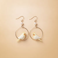 Earrings with Bird Charm Golden-Hued Dangle Earrings Whimsical for Women, Teens