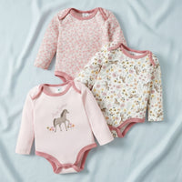 3 Pieces 22 Inch Doll Clothes Everyday Use Printed Newborn Crawler Comfortable