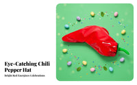 Novelty Chili Pepper Hat Easy to Wear Red Chili Pepper Hat 3D Bionic Design Vegetable Costume Headwear Comfortable Fit for Adults, Stage Performances, Parties, Cosplay, Halloween