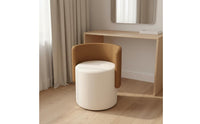 Comfortable Backrest Upholstered Dressing Table Seat Silent Rotation Round Swivel Vanity Stool Space-Saving Bedroom Furniture for Women