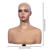 PVC Mannequin Bust Mannequin Head with Shoulders Realistic Look Hairpiece Display Head for Photo Shoots